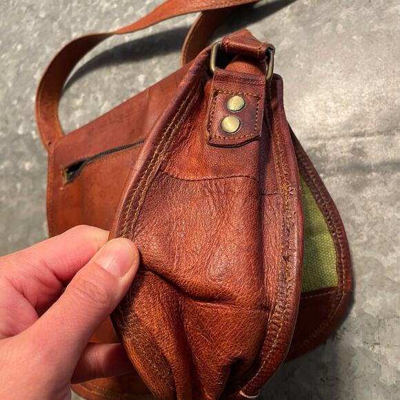 Vintage Brown Genuine Waxed Leather Crossbody Purse Shoulder Bag Handmade Retro - Picture 6 of 15